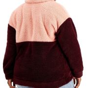 Rebellious one Trendy Plus Size Colorblocked Fleece Hoodie Red 2X B4HP