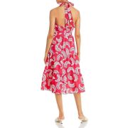 Aqua Women’s Leaf Print Halter Midi Dress Pink S B4HP $158