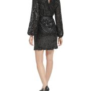 Karl Lagerfeld Paris Women’s Belted Sequin Dress Black Size 8 B4HP $148