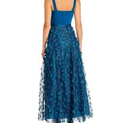 Eliza J Women’s V Neck Fit and Flare Gown Blue Size 14 B4HP $248