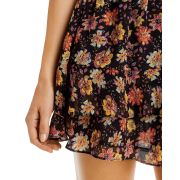 Aqua Women’s Tapestry Floral Mini Skirt Black Size Large B4HP