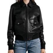 Rag & Bone Women’s ICONS Andrea Lamb Leather Jacket Black XXS B4HP $1095