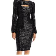 Aqua Women’s Sequined Keyhole Sheath Dress Black B4HP