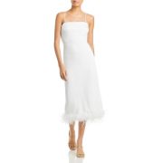 Lucy Paris Women’s Mareena Feather Column Midi Dress White L B4HP $148