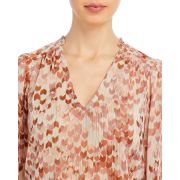 Aqua Women’s Printed Blouson Sleeve Top Beige XL B4HP $68