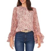 Vince Camuto Women’s Floral Print Ruffled Sleeve Top Pink XXS B4HP $99