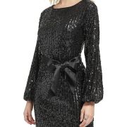 Karl Lagerfeld Paris Women’s Belted Sequin Dress Black Size 8 B4HP $148