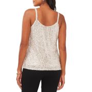 MSK Women’s Sequined V-Neck Scoop-Back Camisole Top Silver L B4HP