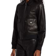 Rag & Bone Women’s ICONS Andrea Lamb Leather Jacket Black XXS B4HP $1095