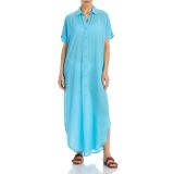 Aqua Swim Women's Button Front Maxi Swim Cover-Up Blue B4HP $88