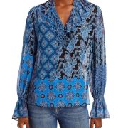 Kobi Halperin Women’s Winnie Paisley Print Top Blue XS B4HP