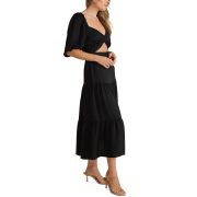 MINKPINK Women’s Audrey Cutout Puff-Sleeve Midi Dress Black L B4HP