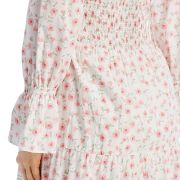 Lucy Paris Women’s Smocked Floral Print Tiered Cotton Dress Pink S B4HP $129