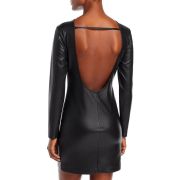 Aqua Women’s Faux Leather Open Back Mini Dress Black XS B4HP $118