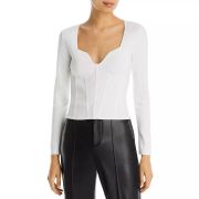 Aqua Women’s Long Sleeve Corset Seam Top White B4HP $78