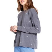 P.J. Salvage Women’s Snowflakes Crewneck Cozy Sweatshirt Top Grey B4HP