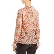 Aqua Women’s Printed Blouson Sleeve Top Beige XL B4HP $68