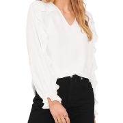 Vince Camuto Women’s Ruffle Trim Blouson Sleeve Top White S B4HP $79