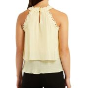 BCX Women’s Juniors’ Crochet-Trim Layered-Hem Top yellow XS B4HP