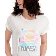 Grayson Threads Black Women’s Juniors’ NASA Graphic-Print T-Shirt White S B4HP