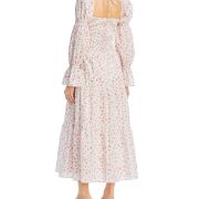 Lucy Paris Women’s Smocked Floral Print Tiered Cotton Dress Pink S B4HP $129