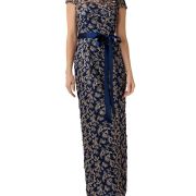 Adrianna Papell Women’s Floral Embroidered Column Dress Blue 6 B4HP MISSING BELT