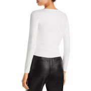 Aqua Women’s Long Sleeve Corset Seam Top White B4HP $78