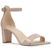 NINE WEST Women’s Pruce Round Toe Block Heel Dress Sandals Size 9 Natural B4HP