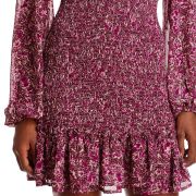 Aqua Women’s Floral Dot Print Smocked Mini Dress Pink M B4HP $118