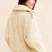 Free People Women’s Joplin Faux Fur Warm Teddy Coat Jacket Size M Ivory B4HP