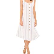 Vince Camuto Women’s Linen Striped Knee-Length Shift Dress Windsor L B4HP $139