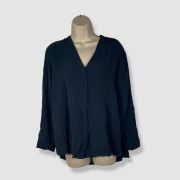 Eileen Fisher Women’s Silk V-Neck Blouse Blue XS B4HP NO TAGS $278