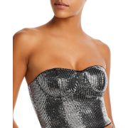 Aqua Women’s Sequin Bustier Crop Top Black XL B4HP $78