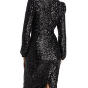 Aqua Women’s Sequined Keyhole Sheath Dress Black B4HP