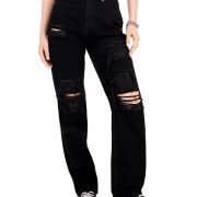 Gemma Rae Women’s Juniors’ Distressed High-Rise Jeans Black Size 11 30×32 B4HP