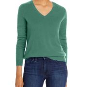 C by Bloomingdale’s Cashmere V-Neck Cashmere Sweater Green XS B4HP $195