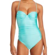 Aqua Swim Women’s Ruched Underwire Beachwear One-Piece Swimsuit Small B4HP $98