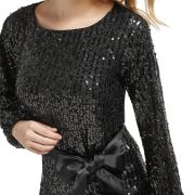 Karl Lagerfeld Paris Women’s Belted Sequin Dress Black Size 8 B4HP $148