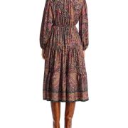 Kobi Halperin Women’s Lena Paisley Midi Dress Multi Color XS B4HP