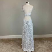 Aqua Women’s Sequined Evening Gown White M B4HP NO TAGS