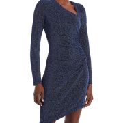 Aqua Women’s Asymmetric Knit Evening Dress Blue L B4HP $258