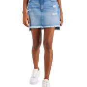 Celebrity Pink Women’s Juniors’ Cotton Ripped Denim Skirt Blue B4HP