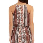 BCX Women’s Juniors’ Printed Sleeveless Romper Brown M B4HP