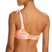 Aqua Women’s Swirl Print One Shoulder Bikini Top Pink L B4HP