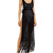 Flook the Label Women’s Crochet Tunic Swim Cover-Up Black S B4HP $189