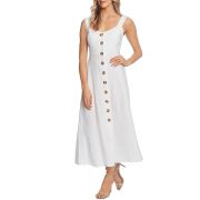 Vince Camuto Women’s Button Front Sleeveless Midi Dress White B4HP $139