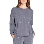 P.J. Salvage Women’s Snowflakes Crewneck Cozy Sweatshirt Top Grey B4HP