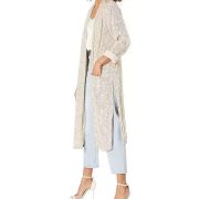 Women Steve Madden Show Stopper Party Sequin Duster Cardigan Silver B4HP