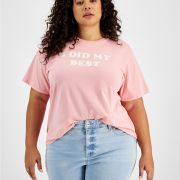 BAN.DO Women’s Trendy Plus Size I Did My Best Graphic Cameo Pink T-Shirt 2X B4HP