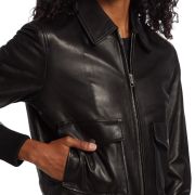 Rag & Bone Women’s ICONS Andrea Lamb Leather Jacket Black XXS B4HP $1095